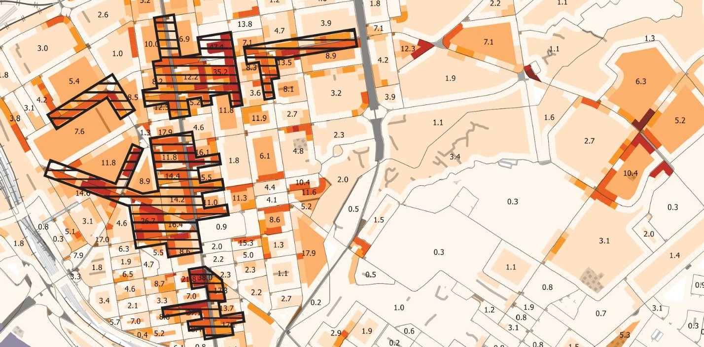 April 2016 work, showing the most active places in Novosibirsk city