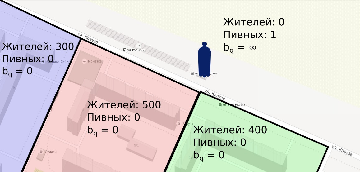 Blocks with houses only and with a beer shop only