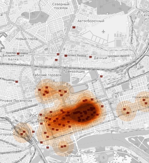 Rostov-on-Don: coffeeshops that have neighbors at a medium distance