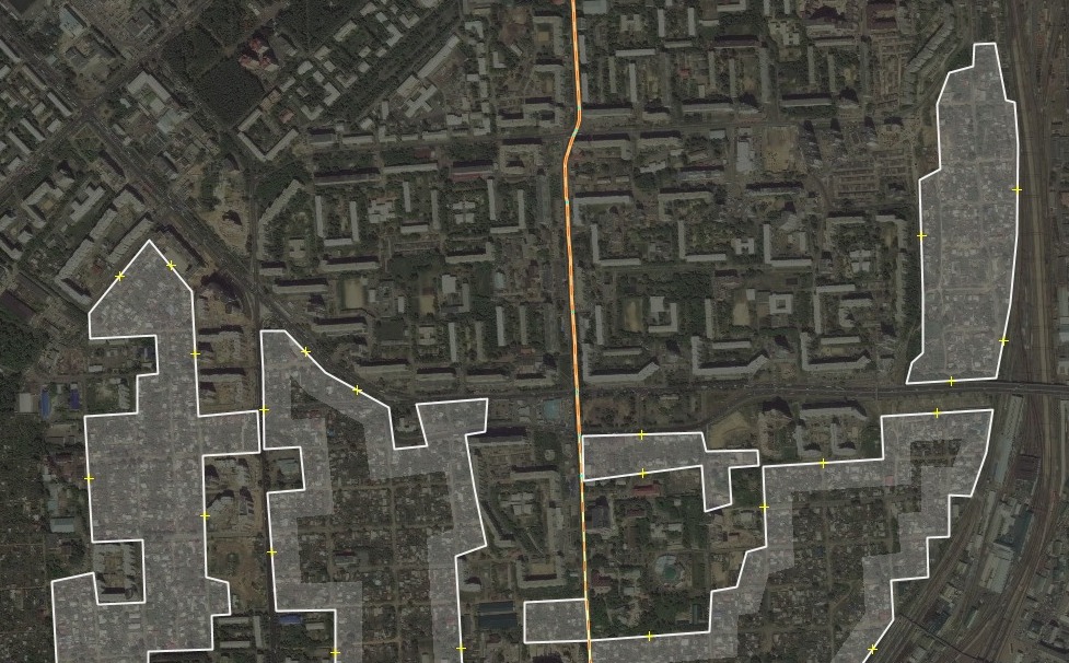 Central district of Krasnoyarsk with suburban houses